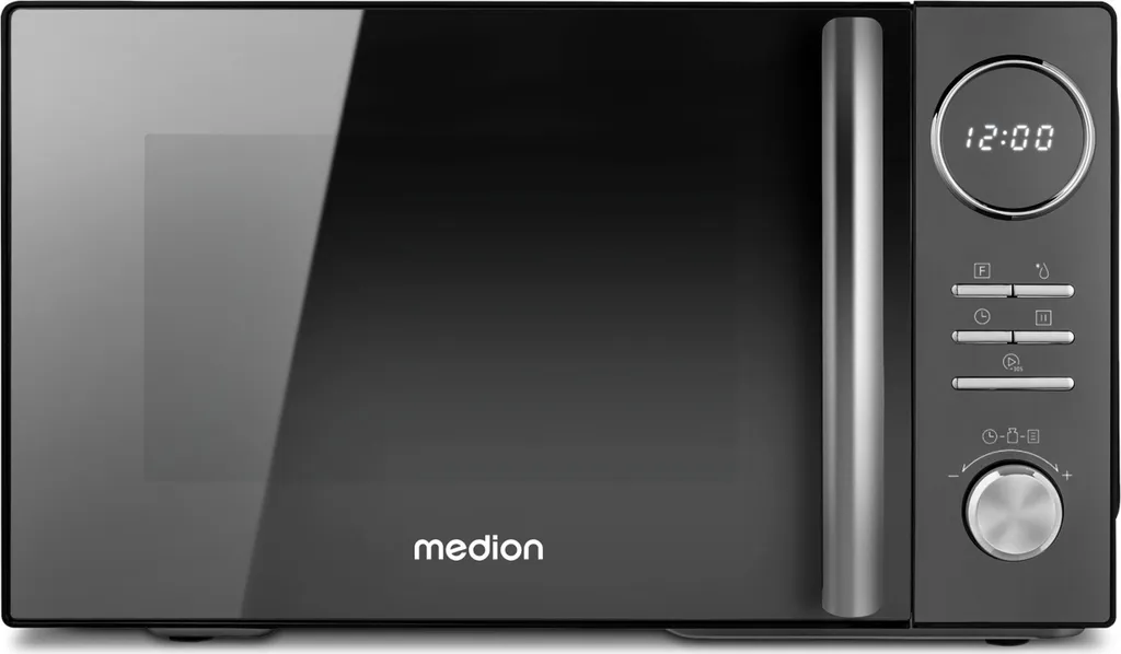 MEDION 3-in-1 Microwave with Grill and Hot Air Function (23 Liters, 900 Watts, 1000 Watts Grill, 1680 Watts Hot Air, 10 Automatic Programs, Defrost Function, Display, MD11493) Black