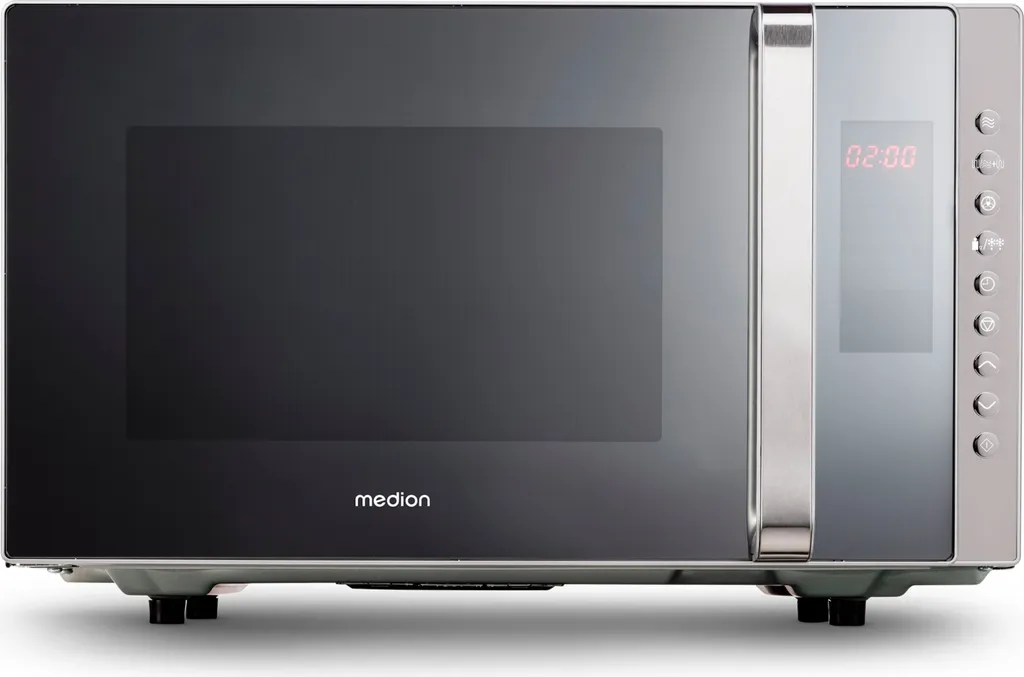 MEDION Freestanding 3-in-1 Microwave with Grill and Convection Function, 800 Watt Power, 1200 Watt Top Grill/Convection Power, 23L, MD17495, Silver