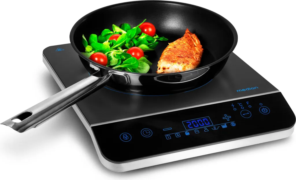 MEDION Induction Cooktop / 2000 Watts / Temperature Range 60-240°C / 8 Automatic Programs / 10 Power Levels / LED Display / MD 17595 / Black