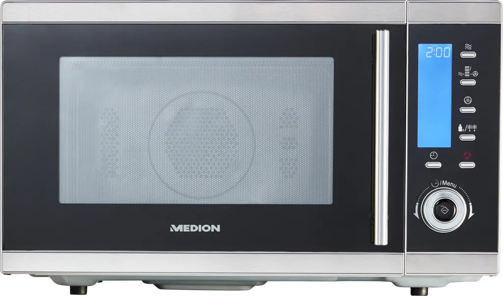 MEDION MD 15501 4 in 1 Microwave with Grill (25 Liters, 900 Watts, 1100 Watts Grill, 2500 Watts Hot Air, 10 Automatic Programs) Silver
