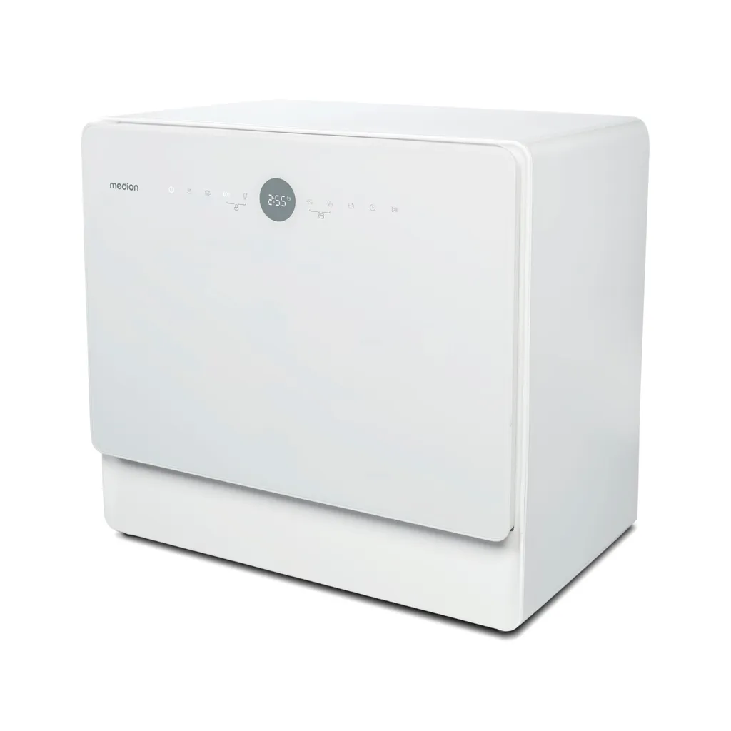 MEDION Mini Dishwasher DWT50 (Tabletop Dishwasher, Dishwasher, 5 Place Settings, Works with Water Connection, 35 cm Deep, 7 Cleaning Programs, MD 37775) White