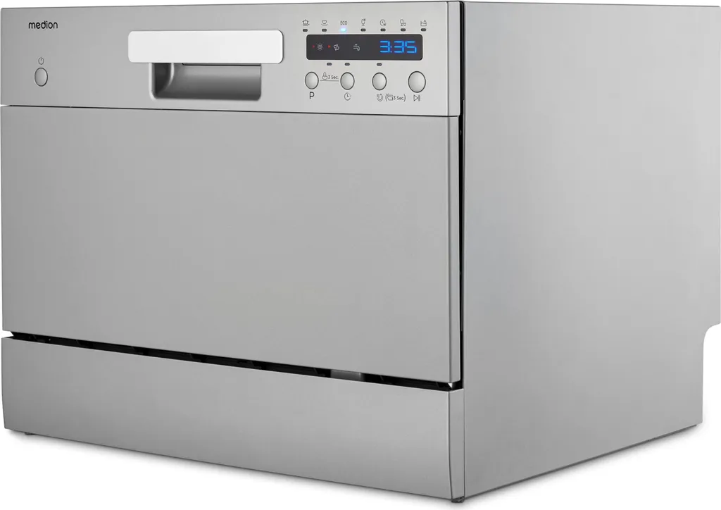MEDION Tabletop Dishwasher DWT 60 (6 place settings capacity, 7 cleaning programs, LED display, 47 dB, MD37496) silver