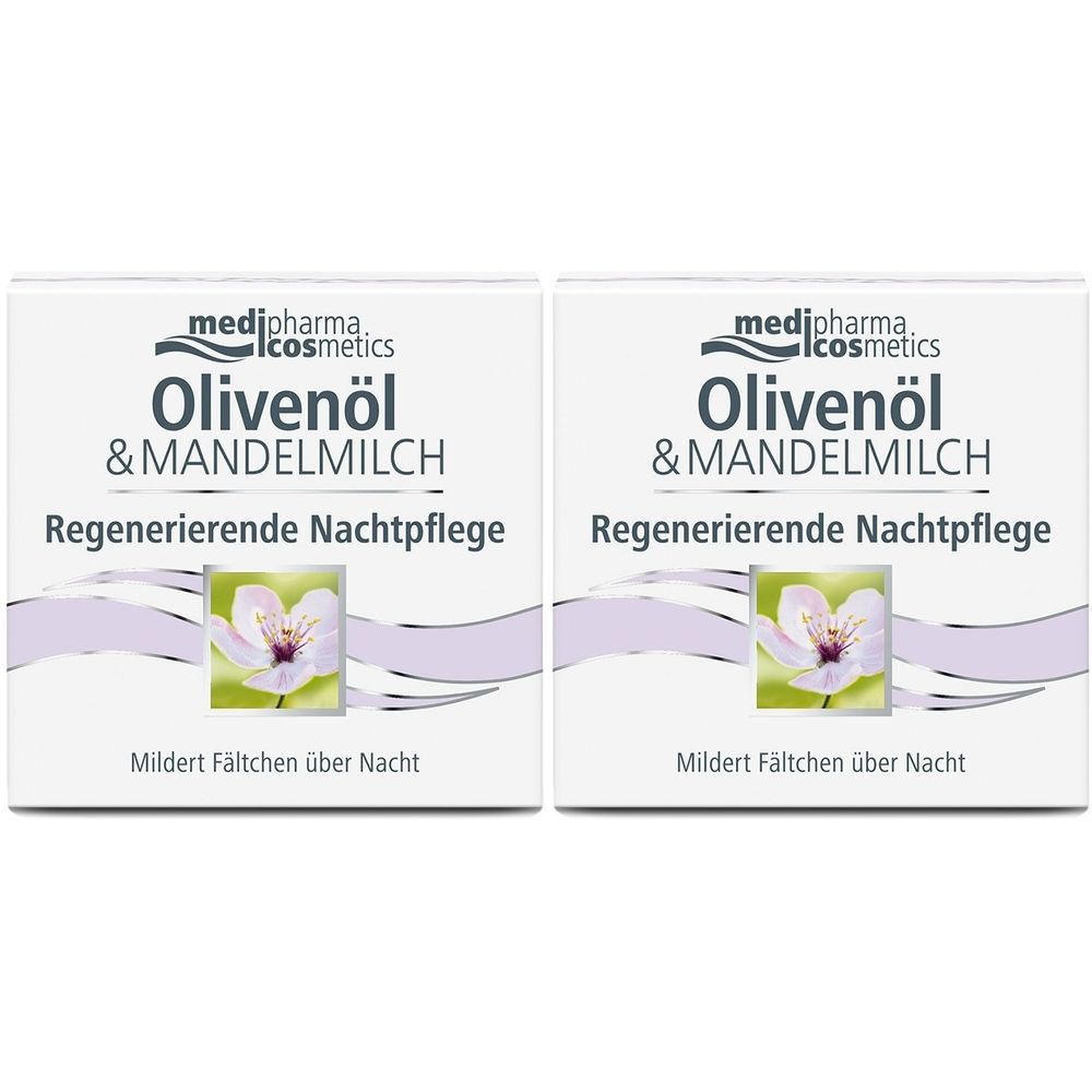 medipharma cosmetics Olive Oil & Almond Milk Regenerating Night Cream, 2x50 ml