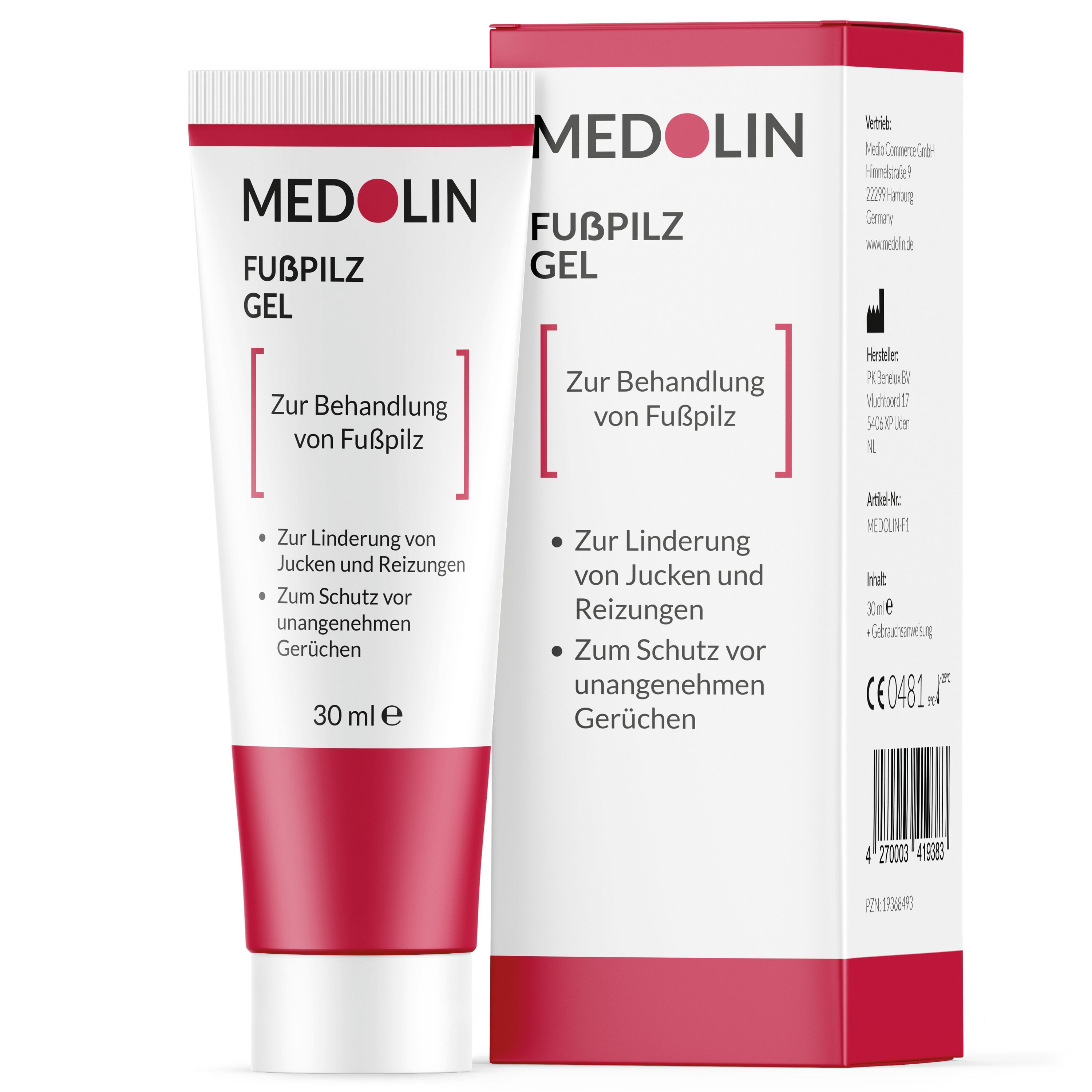 Medolin® Fußpilz Gel - Fusspilzgel mit effektiver Wirkung - Fußpilz Creme 30 ml