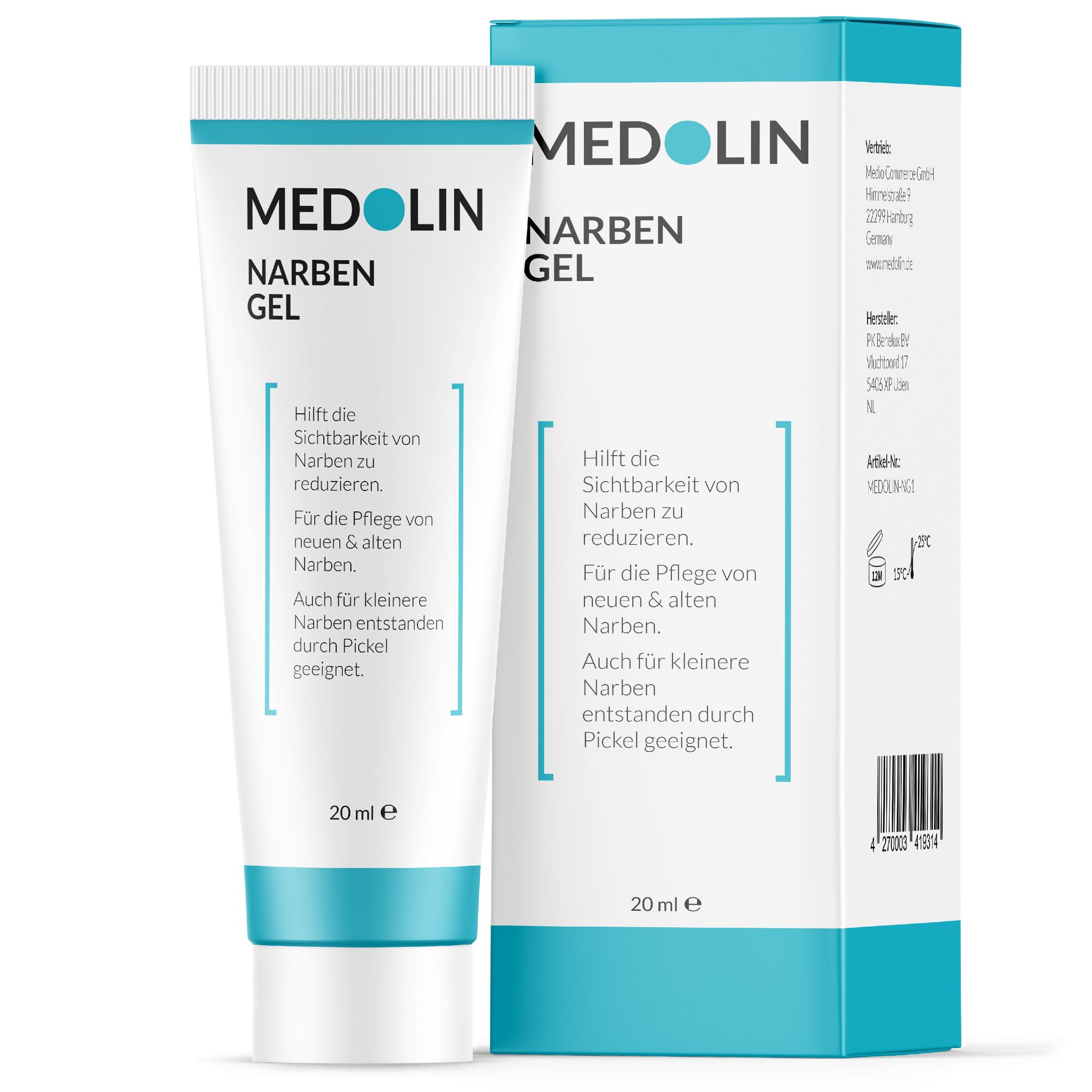 Medolin® scar gel - scar ointment reduces the visibility of scars - effective scar cream 19 g