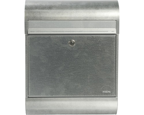 MEFA Mailbox, Galvanized Steel, WxHxD 350/450/150 mm, Ruby 866, Galvanized, Front Access with Flap and Newspaper Holder