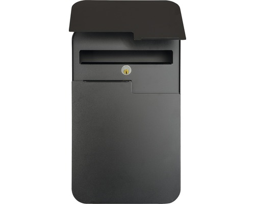 MEFA letterbox, powder-coated steel, WxHxD 322/539/132 mm, Retro 620, jet black RAL 9005, textured finish, front access
