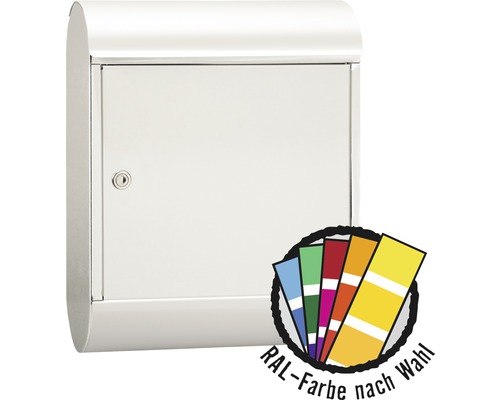 MEFA powder-coated steel mailbox, WxHxD 340/430/150 mm, MEFA Topaz 844, available in custom RAL colors, with front-loading newspaper tube