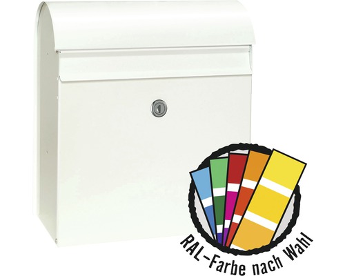 MEFA mailbox, powder-coated steel, WxHxD 365/425/180 mm, MEFA Jade 870M, available in RAL special color upon request, with flap