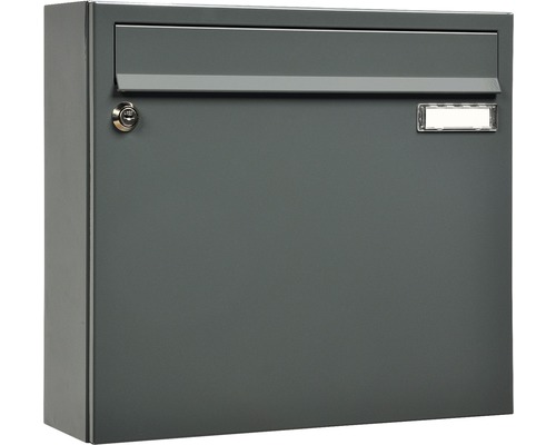 MEFA powder-coated steel mailbox, dimensions (W x H x D): 370/330/110 mm, Sonata model with 1 nameplate, grey