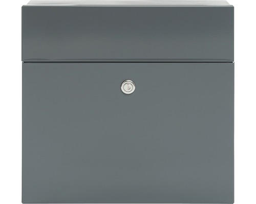 MEFA mailbox, powder-coated steel, WxHxD 371/335/112 mm, Serenade 161, Basalt Grey RAL 7012, front access with flap