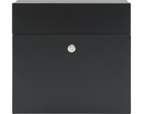 MEFA mailbox, powder-coated steel, WxHxD 371/335/112 mm, Serenade 161, jet black RAL 9005 semi-matte, front access with flap