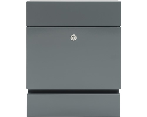 MEFA mailbox, powder-coated steel, WxHxD 371/465/112 mm, Serenade 163, basalt grey RAL 7012, semi-matte, with newspaper compartment and front flap for mail removal