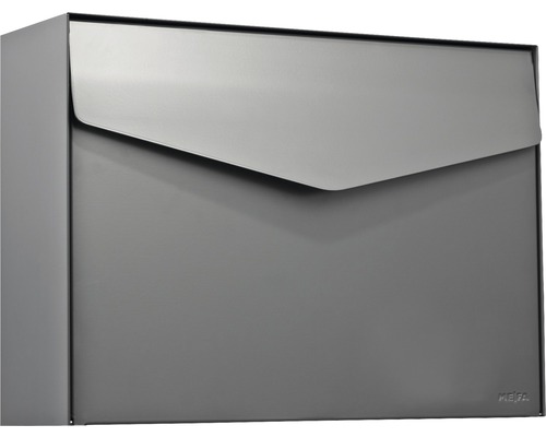 MEFA letterbox, powder-coated steel, WxHxD 430x312x110 mm, Letter 112, Basalt Grey RAL 7012, semi-matte, without nameplate, with flap