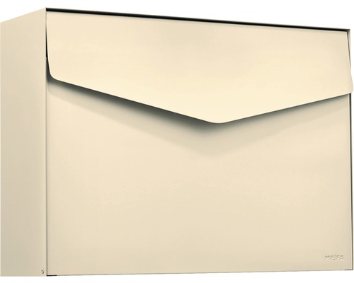 MEFA letterbox, powder-coated steel, WxHxD 430x312x110 mm, Letter 112, ivory RAL 1014, semi-matte, without nameplate, with flap