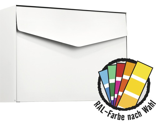 MEFA letterbox, powder-coated steel, WxHxD 430x312x110 mm, Letter 112M, in RAL special color upon request, with flap