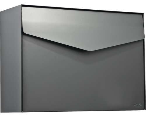 MEFA letterbox, powder-coated steel, WxHxD 430x312x178 mm, Letter 111, Basalt Grey RAL 7012, without nameplate, with flap