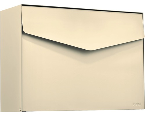 MEFA letterbox, powder-coated steel, WxHxD 430x312x178 mm, Letter 111, ivory RAL 1014, semi-matte, without nameplate, with flap
