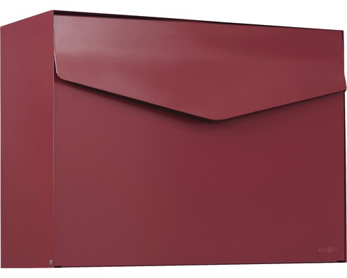 MEFA letterbox, powder-coated steel, WxHxD 430x312x178 mm, Letter 111, Oxydrot RAL 3009, semi-matte, without nameplate, with flap