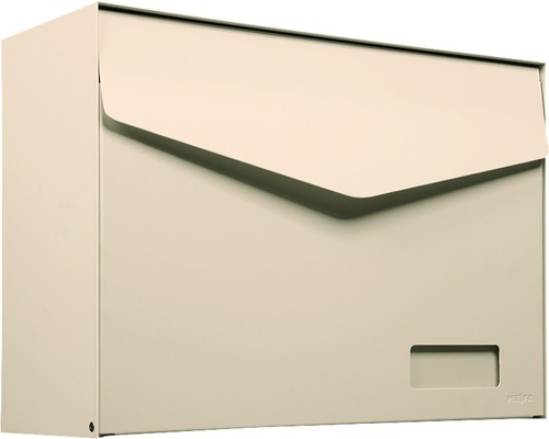 MEFA letterbox, powder-coated steel, WxHxD 430x312x178 mm, Letter 113, ivory RAL 1014, semi-matte, with nameplate and flap