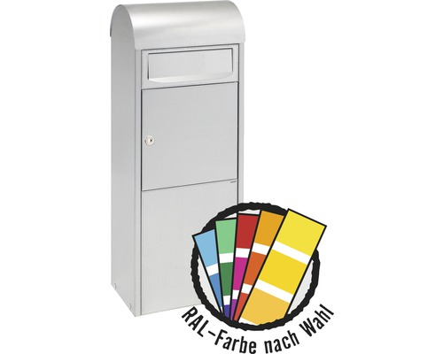 MEFA parcel mailbox, powder-coated steel, WxHxD 368/1029/228 mm, Ash 475M, available in RAL special color upon request