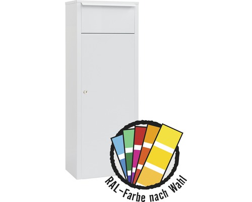 MEFA parcel mailbox, powder-coated steel, WxHxD 385/1043/230 mm, Hazel 466M, available in RAL special color upon request