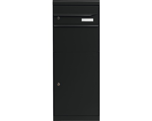 MEFA parcel mailbox steel powder-coated WxHxD 402/1091/310 mm Maple 661 black gray RAL 7021 semi-matt removal at the front 2-fold with name plate