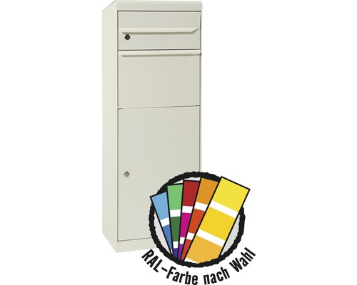 MEFA parcel mailbox, powder-coated steel, WxHxD 402/1091/310 mm, Maple 6610M, available in RAL special color upon request, front retrieval, 2 compartments, without nameplate