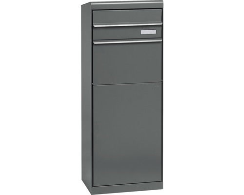 MEFA parcel mailbox steel powder-coated WxHxD 402/1091/310 mm Maple 662 basalt gray RAL 7012 semi-matt Removal at the back 2-fold with name plate