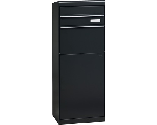 MEFA parcel mailbox steel powder-coated WxHxD 402/1091/310 mm Maple 662 black gray RAL 7021 semi-matt removal at the back 2-fold with name plate