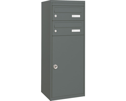 MEFA parcel mailbox steel powder-coated WxHxD 410/1025/325 mm Mana 482 basalt gray RAL 7012 semi-matt Removal at the front 3 times with 2 name tags