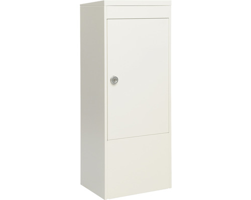MEFA parcel mailbox, powder-coated steel, WxHxD 410/1025/325 mm, Mana 482, pure white RAL 9010, semi-matte, front retrieval