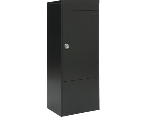 MEFA parcel mailbox, powder-coated steel, WxHxD 410/1025/325 mm, Mana 482, black-grey RAL 7021, semi-matte, front retrieval