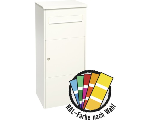 MEFA parcel mailbox, powder-coated steel, WxHxD 421/1010/344 mm, Oak 480 Deep Black, in RAL special color upon request, front retrieval