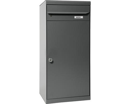 MEFA parcel mailbox steel powder-coated WxHxD 511/1091/388 mm Cedar 881 basalt gray RAL 7012 Removal at the front 2-fold with name plate