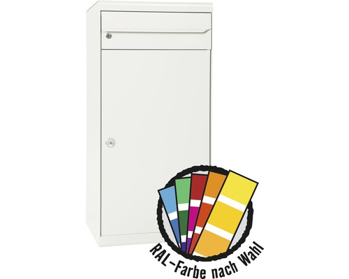 MEFA parcel mailbox, powder-coated steel, WxHxD 511/1091/388 mm, Cedar 8810M in RAL special color upon request, front retrieval, 2 compartments, without nameplate