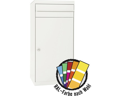 MEFA parcel mailbox, powder-coated steel, WxHxD 511/1091/388 mm, Cedar 8820M, available in RAL special color upon request, rear retrieval, 2 compartments, without nameplate