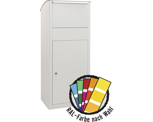 MEFA parcel mailbox, powder-coated steel, WxHxD 528/1202/442 mm, Mega 459, available in RAL special color upon request
