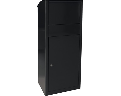 MEFA parcel mailbox steel powder-coated WxHxD 528/1202/442 mm Mega 459 jet black RAL 9005 semi-matt removal at the front