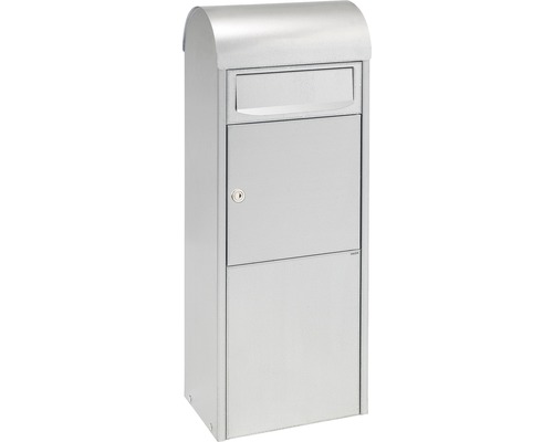 MEFA parcel mailbox, galvanized steel, WxHxD 368/1029/228 mm Ash 475, galvanized, with flap, front access