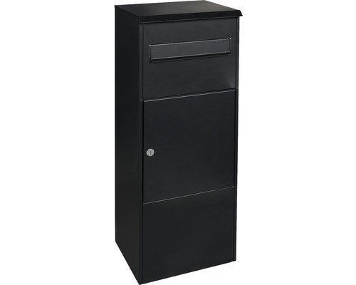 MEFA parcel mailbox galvanized steel WxHxD 421/1010/344 mm Oak 480 jet black RAL 9005 structure removal at the front