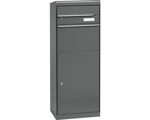 MEFA parcel mailbox powder-coated sheet steel WxHxD 402/1091/310 mm Maple 661 basalt gray RAL 7012 semi-matt Removal at the front 2 times with name plate