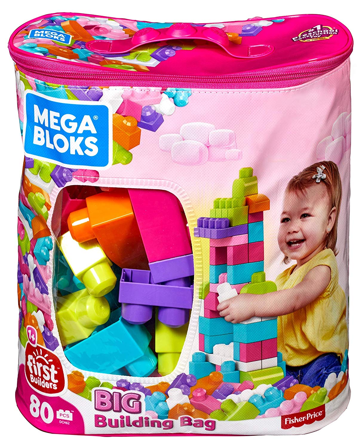 Mega Bloks Big Building Bag (Pink, 80 Pieces)
