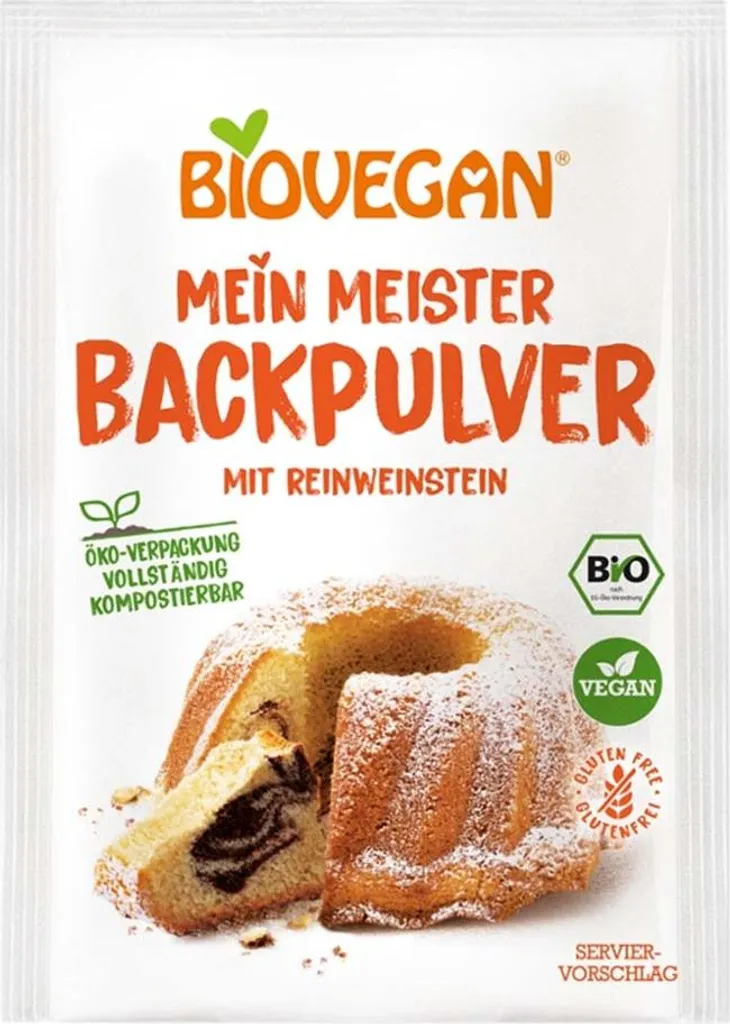BIOVEGAN Master Baking Powder - with Cream of Tartar 3x17g 6-pack 306g