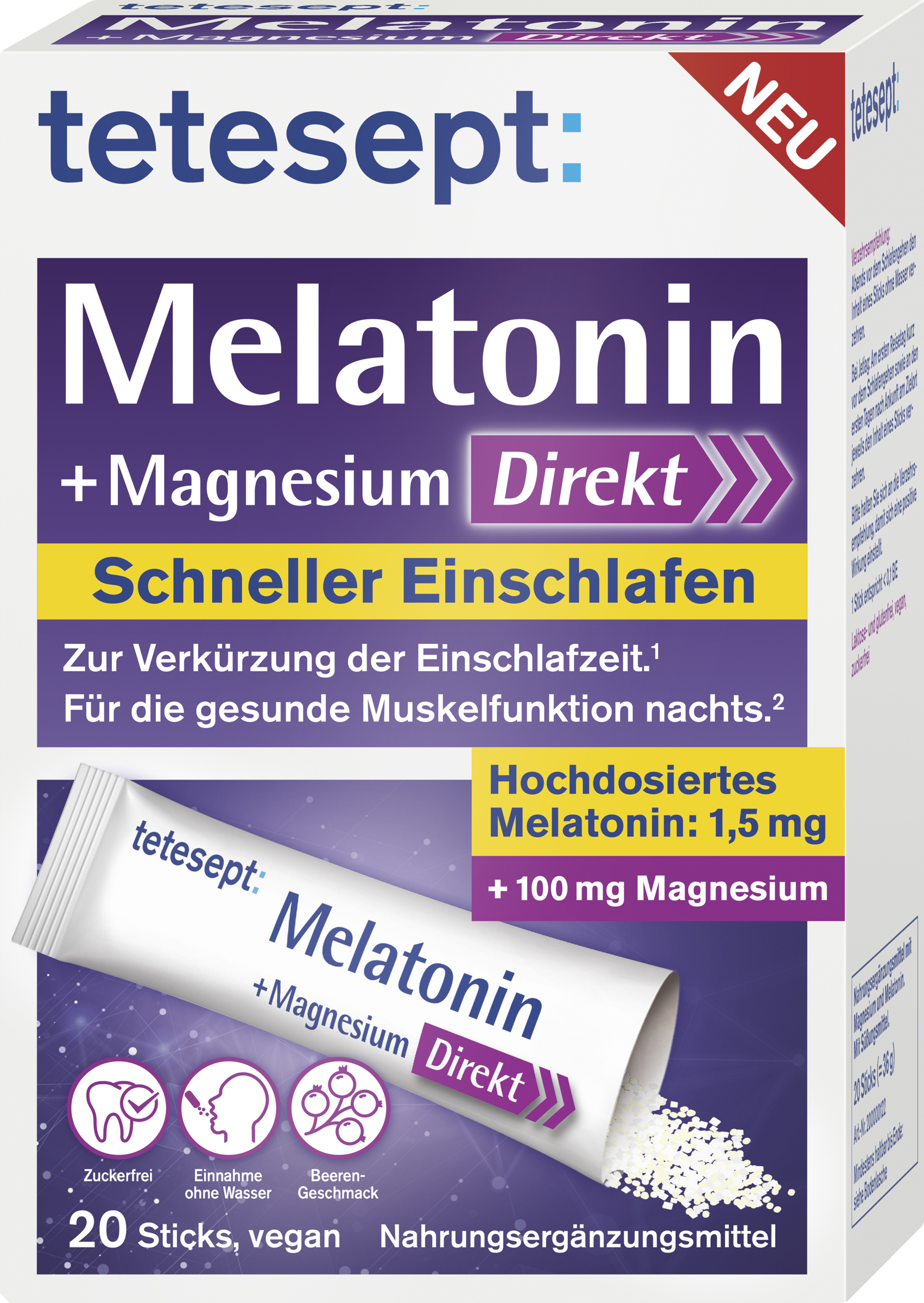 tetesept Melatonin + magnesium directly sticks