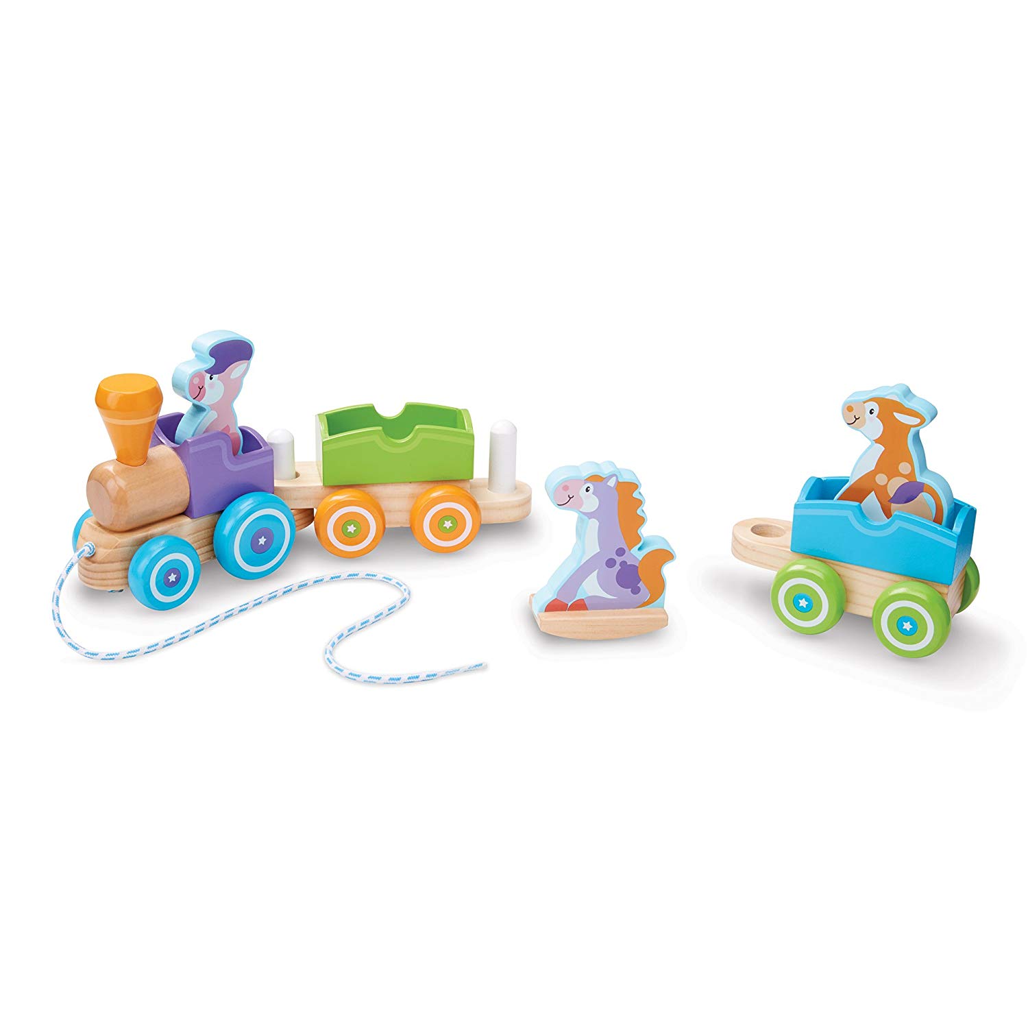 Melissa & Doug 14608 First Play Wooden Train Pull Tug With Schaukelnden Far