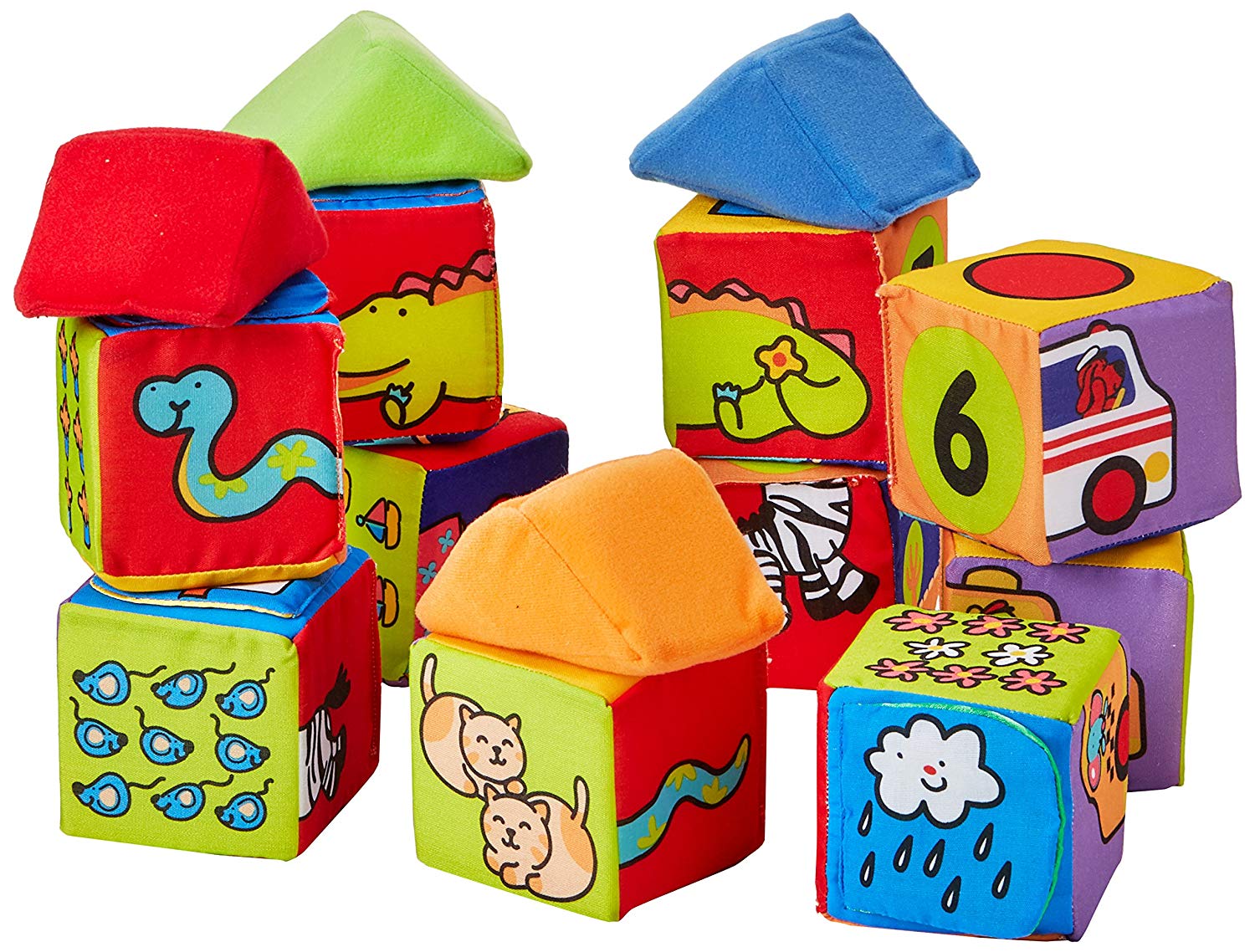 Melissa & Doug 19167 K's Kids Match and Build Blocks Soft Set, Multi-Colour