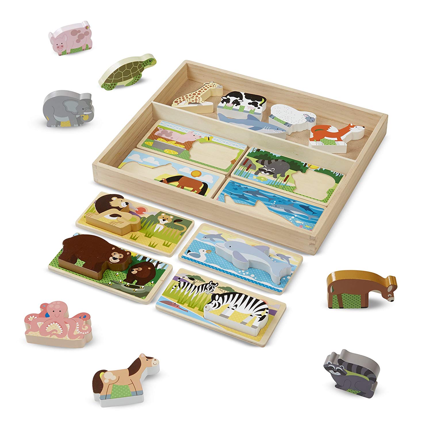 Melissa & Doug 19890 Picture Boards With Coarse Wood Animal Play Jigsaw Puz