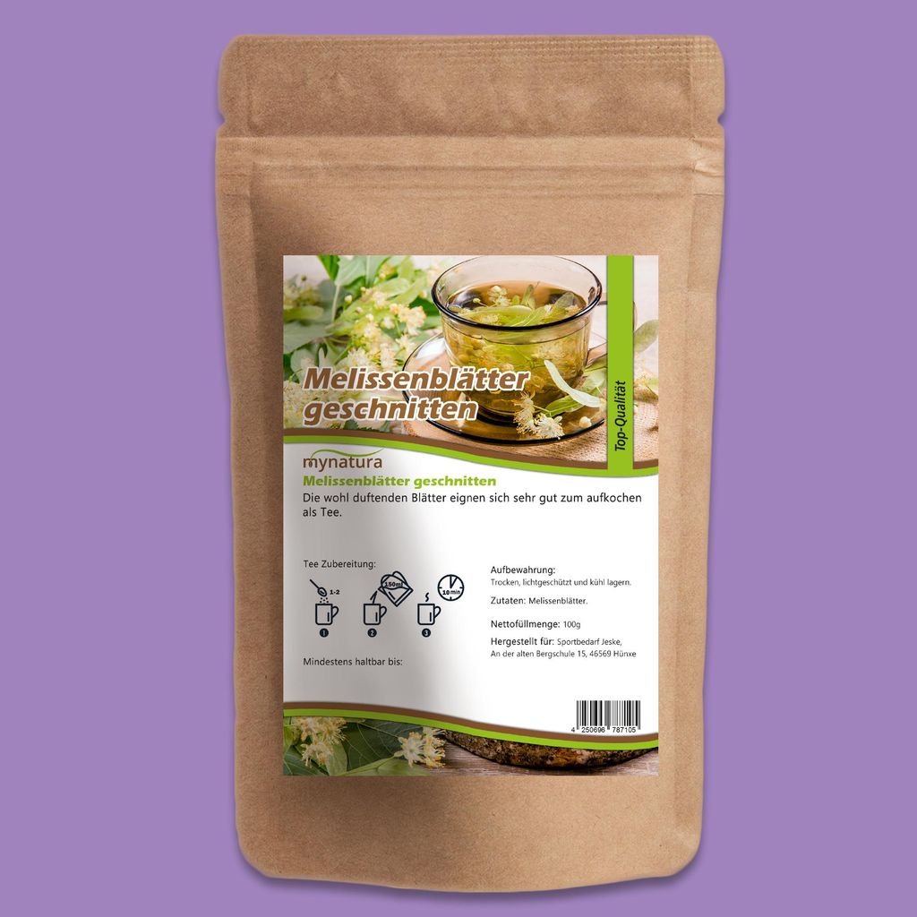 Dried and cut lemon balm leaves from mynatura – all-natural and aromatic, perfect as tea or herbal ingredient, 500g