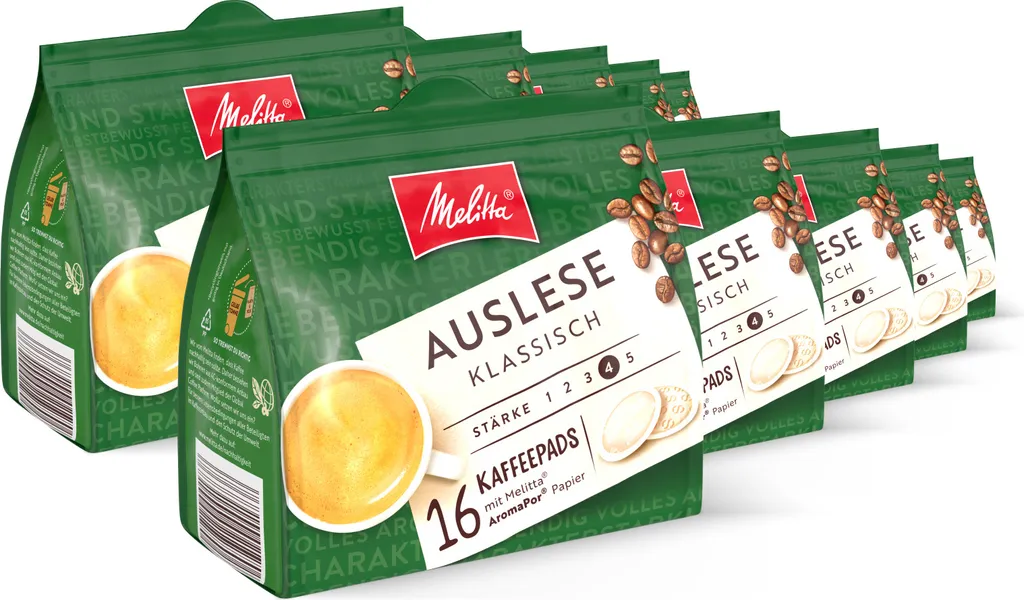Melitta Auslese Classic Pads, Coffee Pads for Pad Machines, Set of 5 / 10